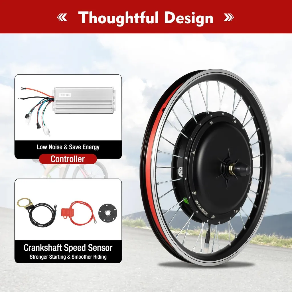 Set complet électrification vélo avant moteur sans balais et LED noir - 5