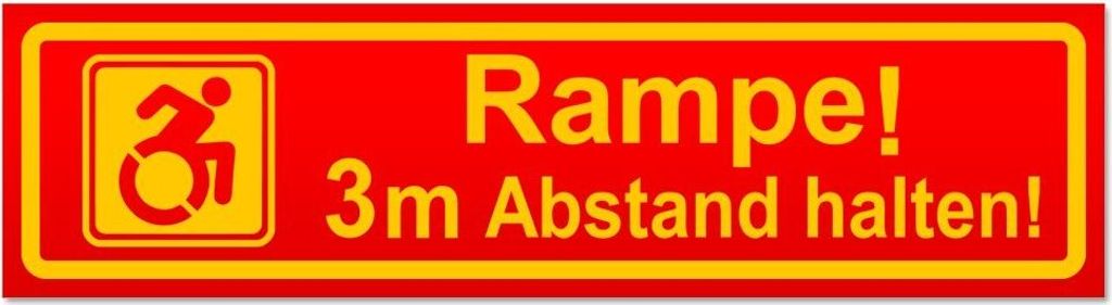 Kiwistar - Autoaufkleber - Rot - 30 x 8 cm - Rampe! Motiv 3m Abstand halten! - Hinweis Aufkleber Sticker für Auto, Kfz, Fahrrad, PKW, LKW
