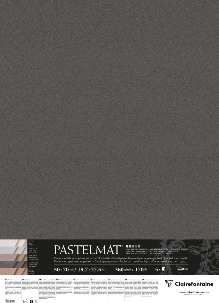Clairefontaine Pastelmat 50x70 5Bl 360g 5F sort - 96051C Produktbild 