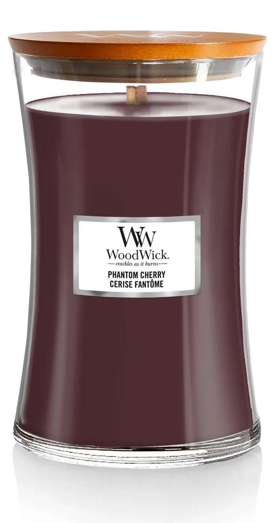 Bougie Parfumée Woodwick Phantom Cerise avec mèche en bois Image du produit 