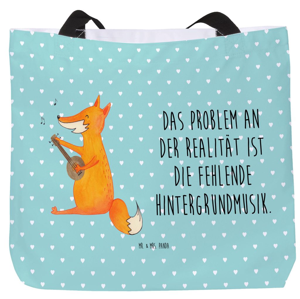 Mr. & Mrs. Panda Tote Bag Fuchs Gitarre - Türkis Pastell - Produktbild 