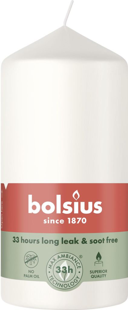BOLSIUS Stumpenkerze 120mm (H) x 58mm (DM), weiss