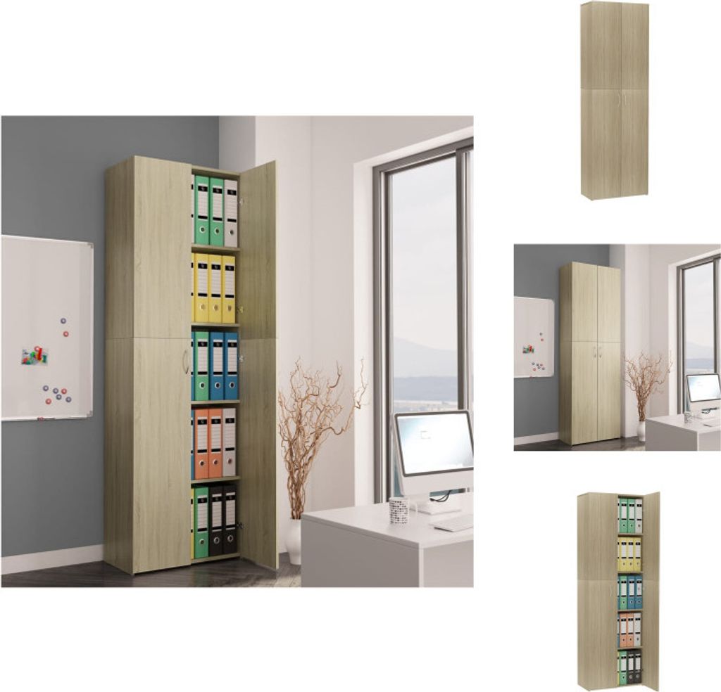 vidaXL Büroschrank Sonoma-Eiche 60x32x190 cm Holzwerkstoff - Aktenschränke