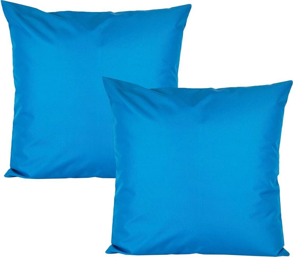 JACK 2er Set 50x50cm Outdoor Kissenhülle Kissenbezug Wasserfest Sitzkissen Lounge Kissen Garten Stuhl Lotus Effekt, Farbe:Meerblau
