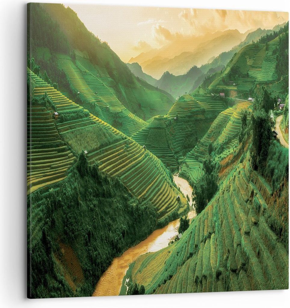 Bild auf Leinwand - Leinwandbild - Einteilig - Klappe Reis Vietnam - 50x50cm - Wand Bild - Wanddeko - Wandbilder - Leinwanddruck - Bilder - Wanddek...