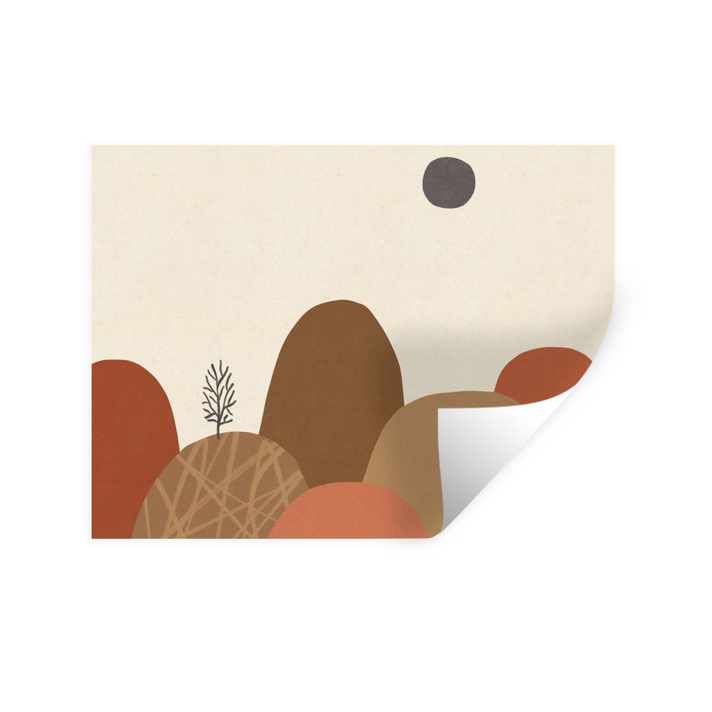 MuchoWow Wandtattoo Wandsticker Wandaufkleber Berge - Pastell - Abstrakt - Farben 40x30 cm Selbstklebend und Repositionierbar - Faltenfrei