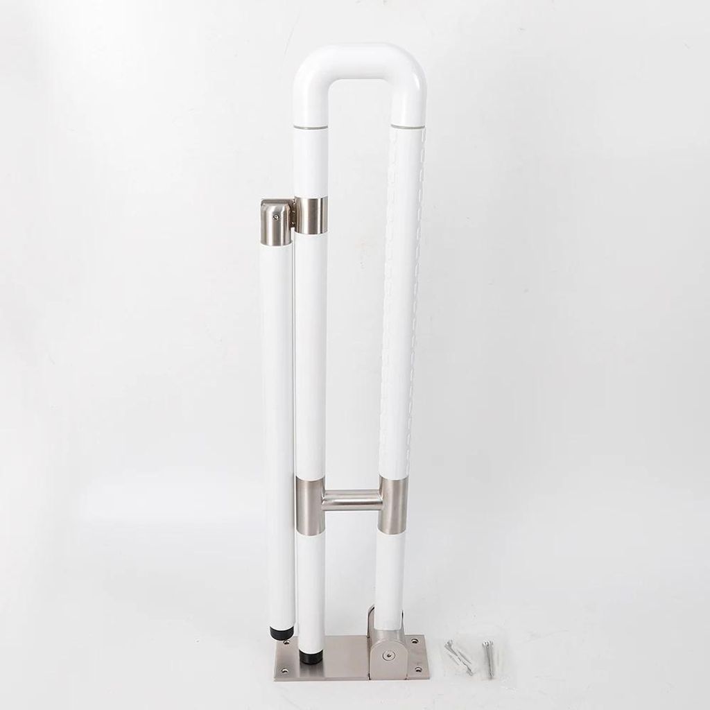 Badezimmer Haltegriff - Wandmontierter klappbarer Toilettengriff - Edelstahl - Leuchtend - 60 cm - Weiß