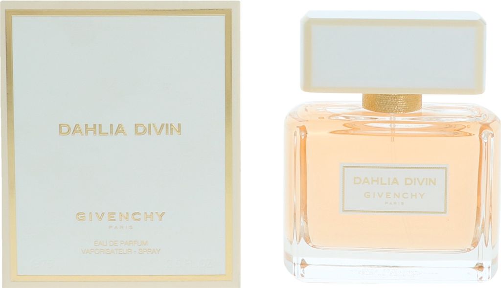 A box of Givenchy Dahlia Divin Eau de Parfum and the perfume bottle.