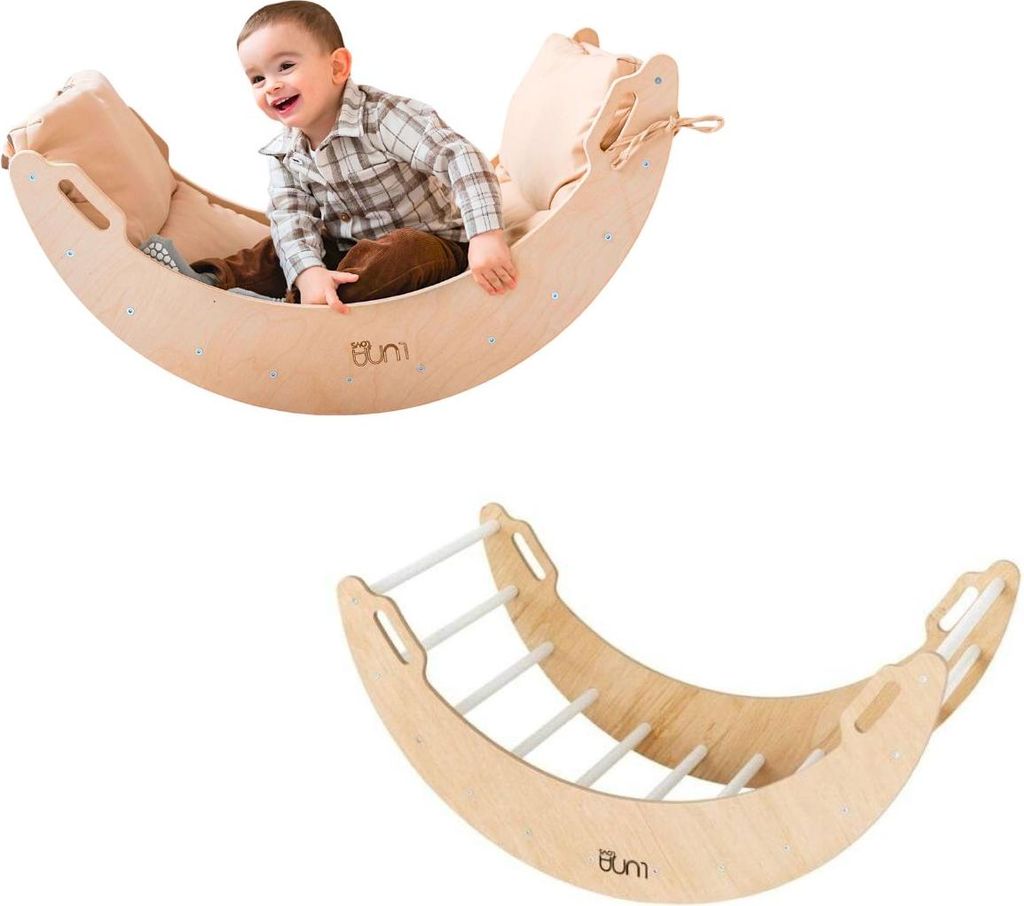 Kletterbogen Holz Schaukel "Moon" | Kletter Dreieck für Kinder | Montessori Spielzeug | Rockerboard Spielplatz