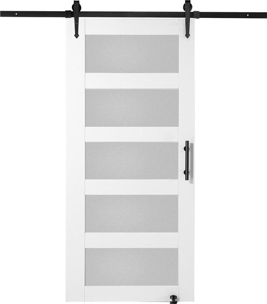 Barn Door and Hardware Kit 42" x 84" Wood and Glass Sliding Barn Door Kit