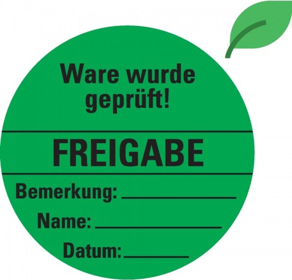 Dreifke Aufkleber I Organisationsetikett Freigabe, grün, ökologische Folie, ...