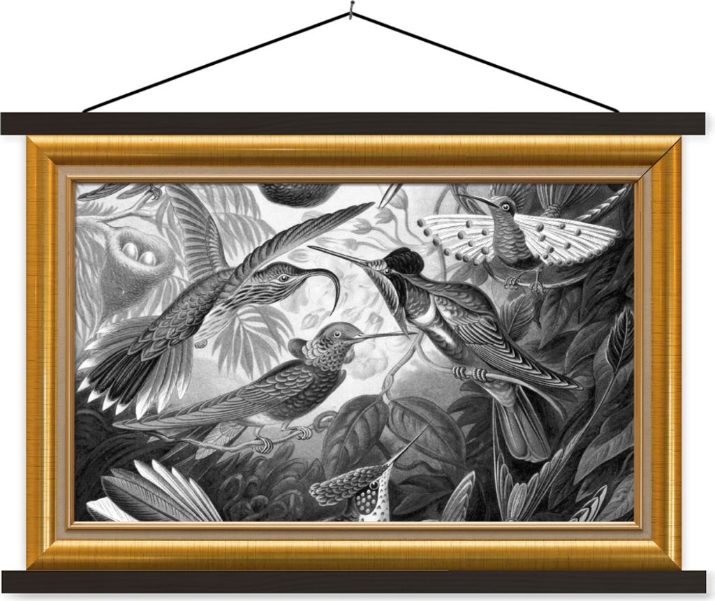MuchoWow Textilposter Alte Meister - Kunstwerke - Liste - Gold 120x80 cm mit schwarzem Rahmen - Wanddeko