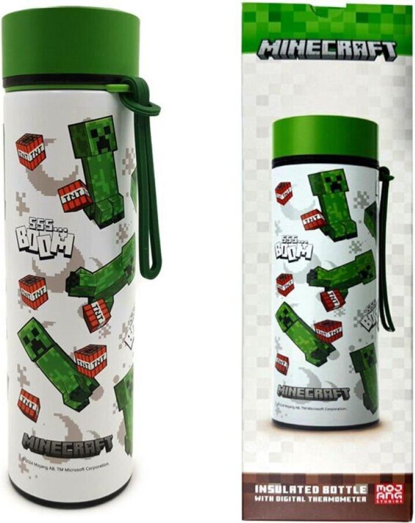 Puckator - Butelka termiczna Minecraft 450ml - Oficjalny produkt do codziennego użytku
