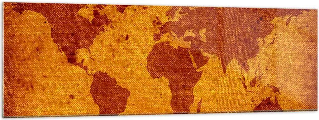 Bilder auf glas - Alte Karte Kontinente Reisen Welt - 160x50cm - Glasbilder - Wandbilder - Kunstdruck - Wanddekoration aus Glas - Glas Bilder - Wan...