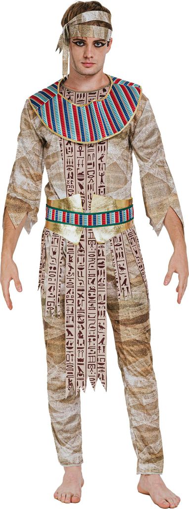 Pharao-Mumien-Kostüm für Männer Halloweenkostüm beige-bunt - L