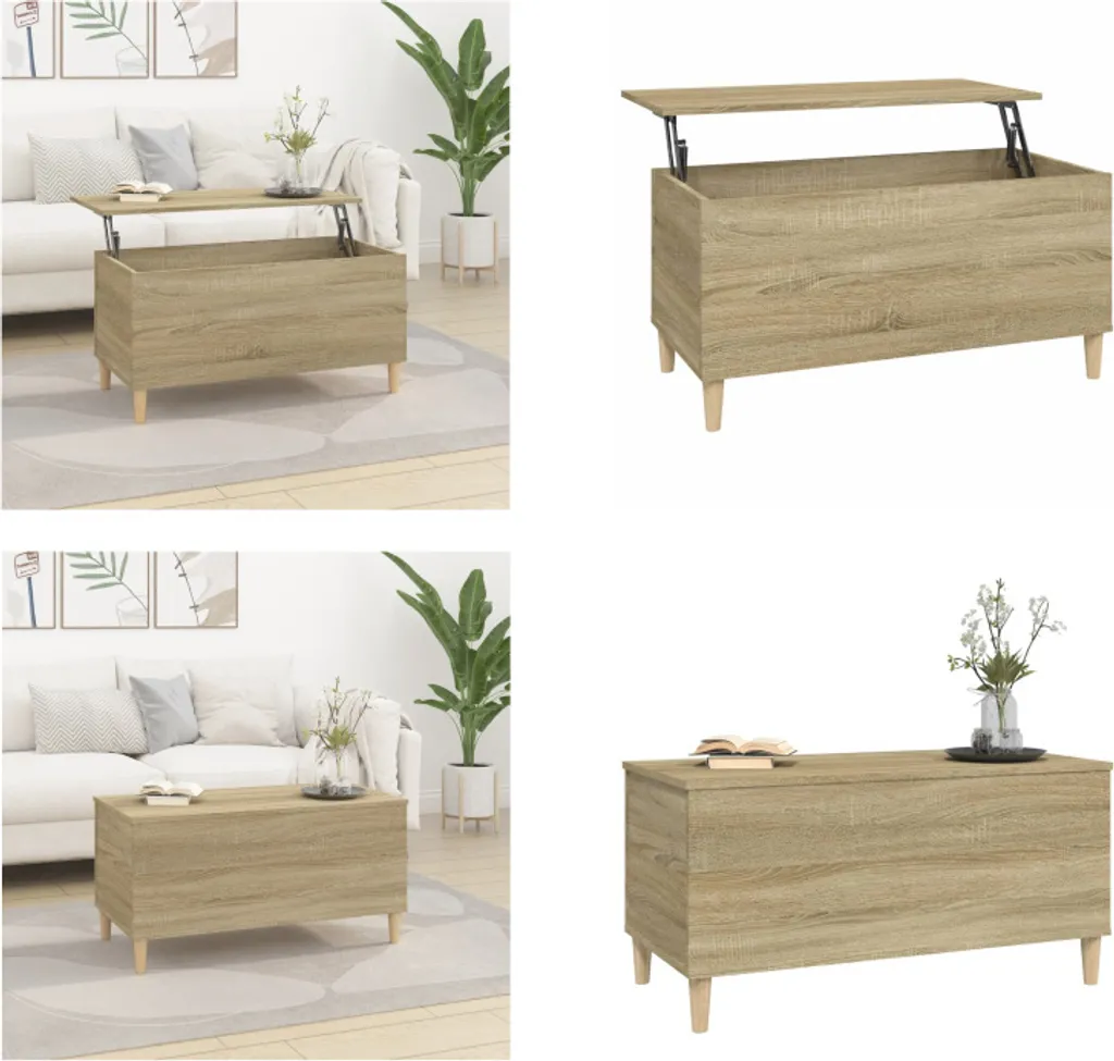vidaXL Tavolino da Salotto Sonoma 90x44,5x45 cm | Lift-Top Table