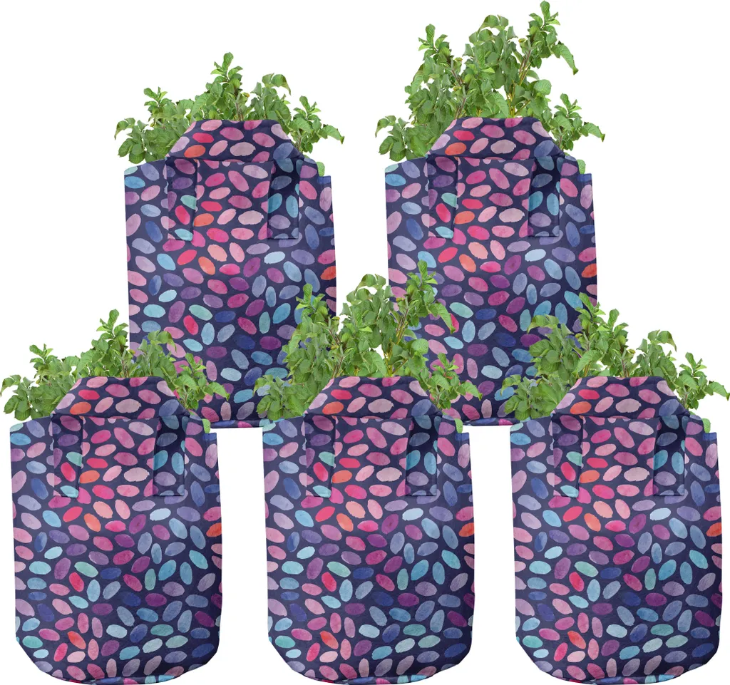 Lot de 5 Sacs de Plantation Ovales 5 Gallons en Tissu Respirant Multicolore