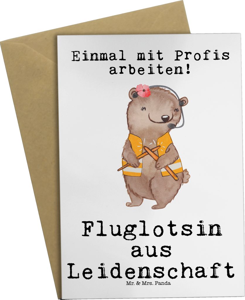Mr. & Mrs. Panda babykarte Fluglotsin Leidenschaft - Weiß - Produktbild 