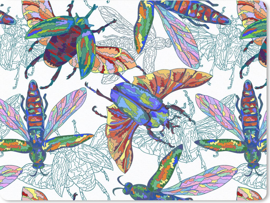 MuchoWow Mauspad Mousepad Insekten - Regenbogen - Design 23x19 cm - Mousepads - Maus Mat - Pad - Mausunterlage - Schreibtischunterlage - Mauspad