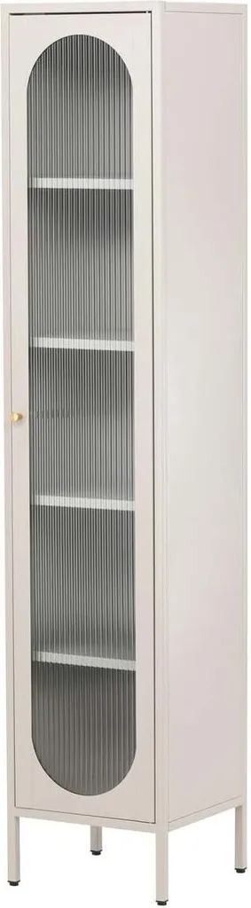 Bibliothèque Vitrine Beige pour Petit Espace - Colonne de Rangement 37cm