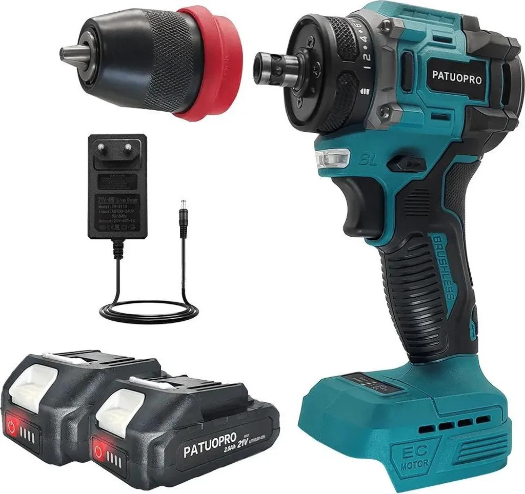 Trapano Avvitatore Brushless 21V con 2 Batterie 2.0Ah EU - Kit Professionale
