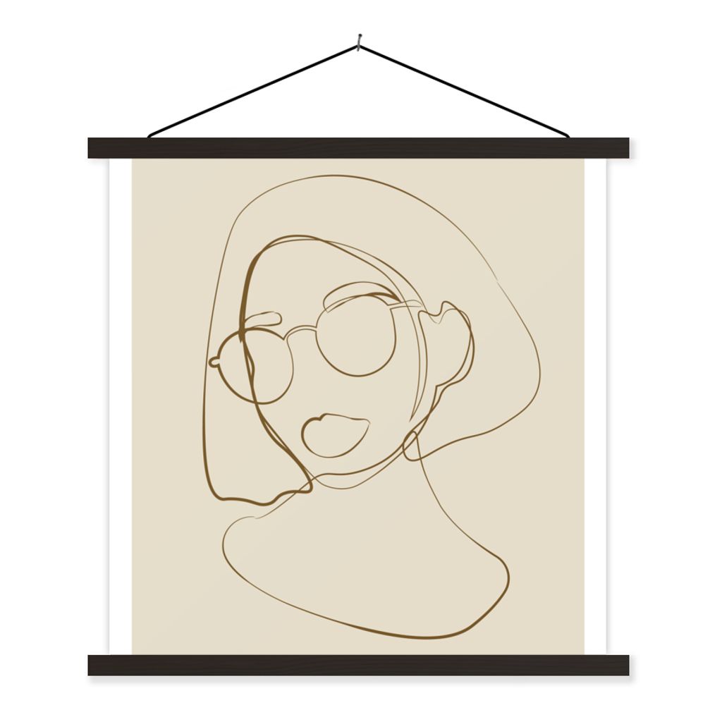 MuchoWow Textilposter Frau - Linienkunst - Minimalismus 40x40 cm mit schwarzem Rahmen - Fotos