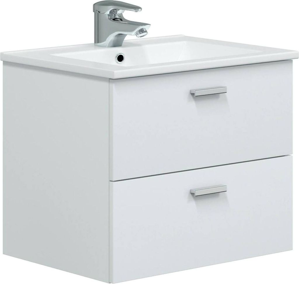 Dmora Unterschrank Maltby 60x45x50h cm Weiß, 2 Schubladen