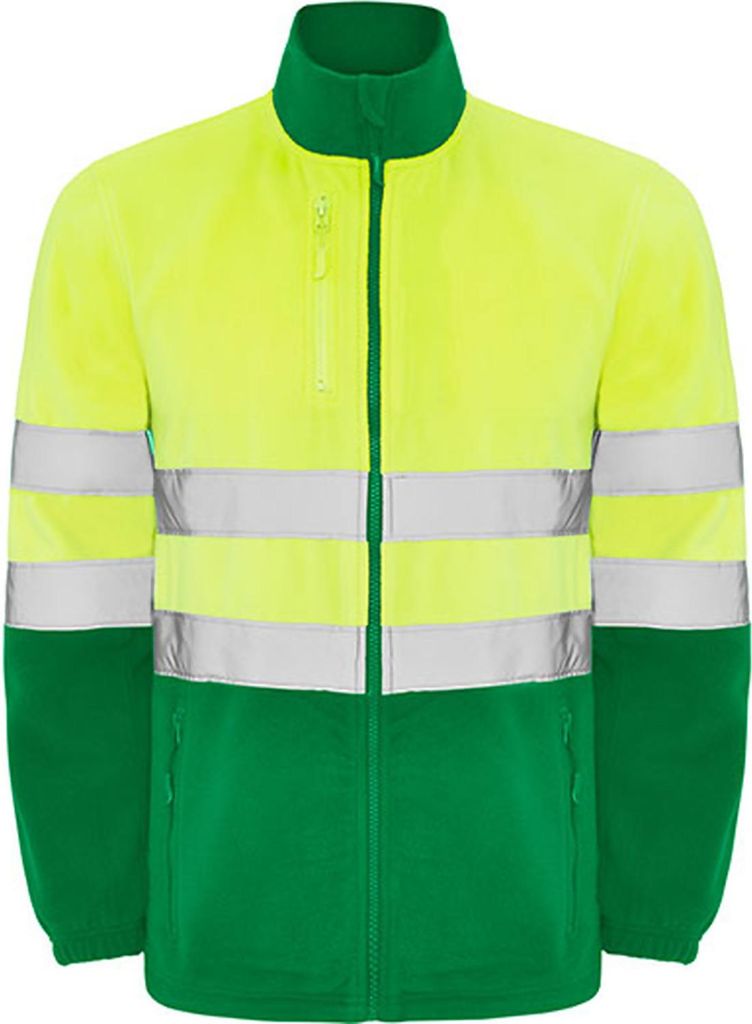 Roly Workwear HV9305 | Altair Hi-Viz Fleece Jacke mit Reflektionsstreifen - Farbe: Garden Green 52/Fluor Yellow 221 - Größe: XXL