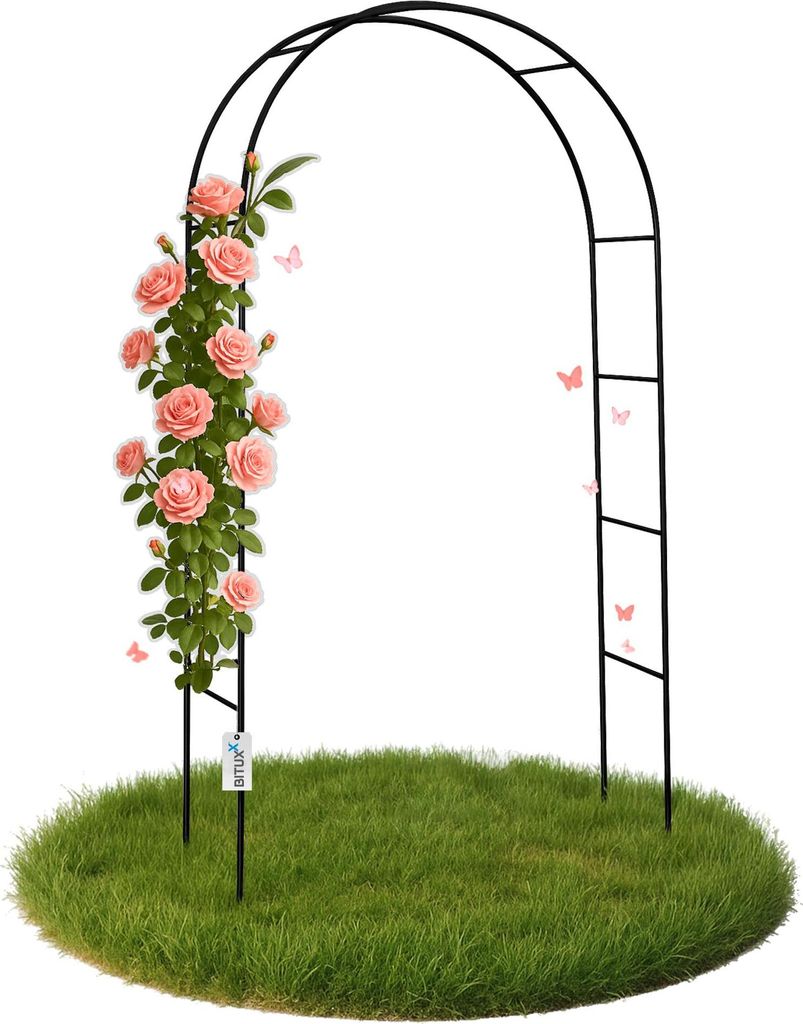 Bituxx Rosenbogen Metall Rankbogen Gartenbogen Torbogen Rundbogen Rankhilfe Garten Rankgitter 240cm MS-19556