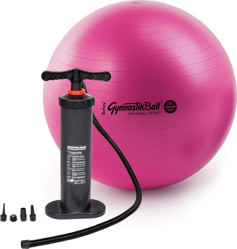 Original Pezzi Gymnastikball MAXAFE m. Standpumpe - rubinrot