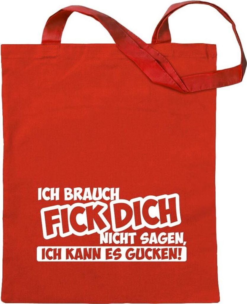 Kiwistar - Baumwolltasche - rot - Ich brauch FICK Dich Nicht - Turnbeutel Fun Rucksack Sport Beutel Gymsack Ziehgurt