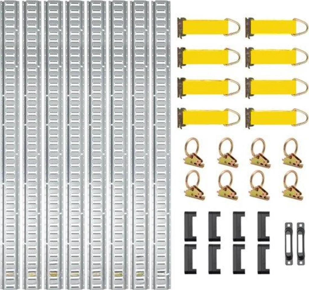 Rails E-Track 1,52m ultra résistants en acier galvanisé lot de 34 pièces