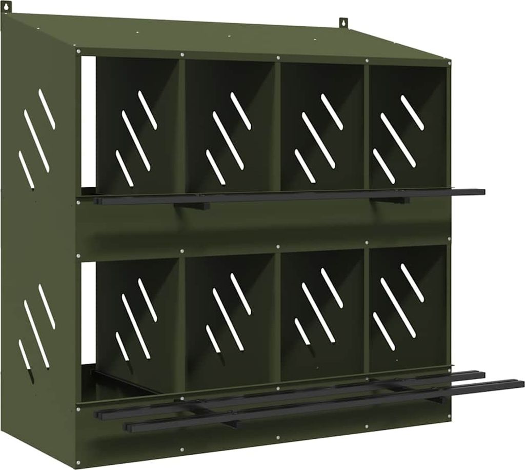 vidaXL Hühner-Nistkasten mit 8 Fächern Olivgrün Metall Produktbild 