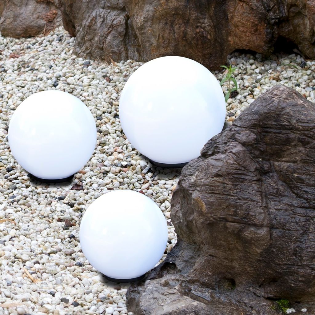 Kugelleuchten 3er Set 20/20/30cm weiß E27 inkl. 3m Produktbild 2