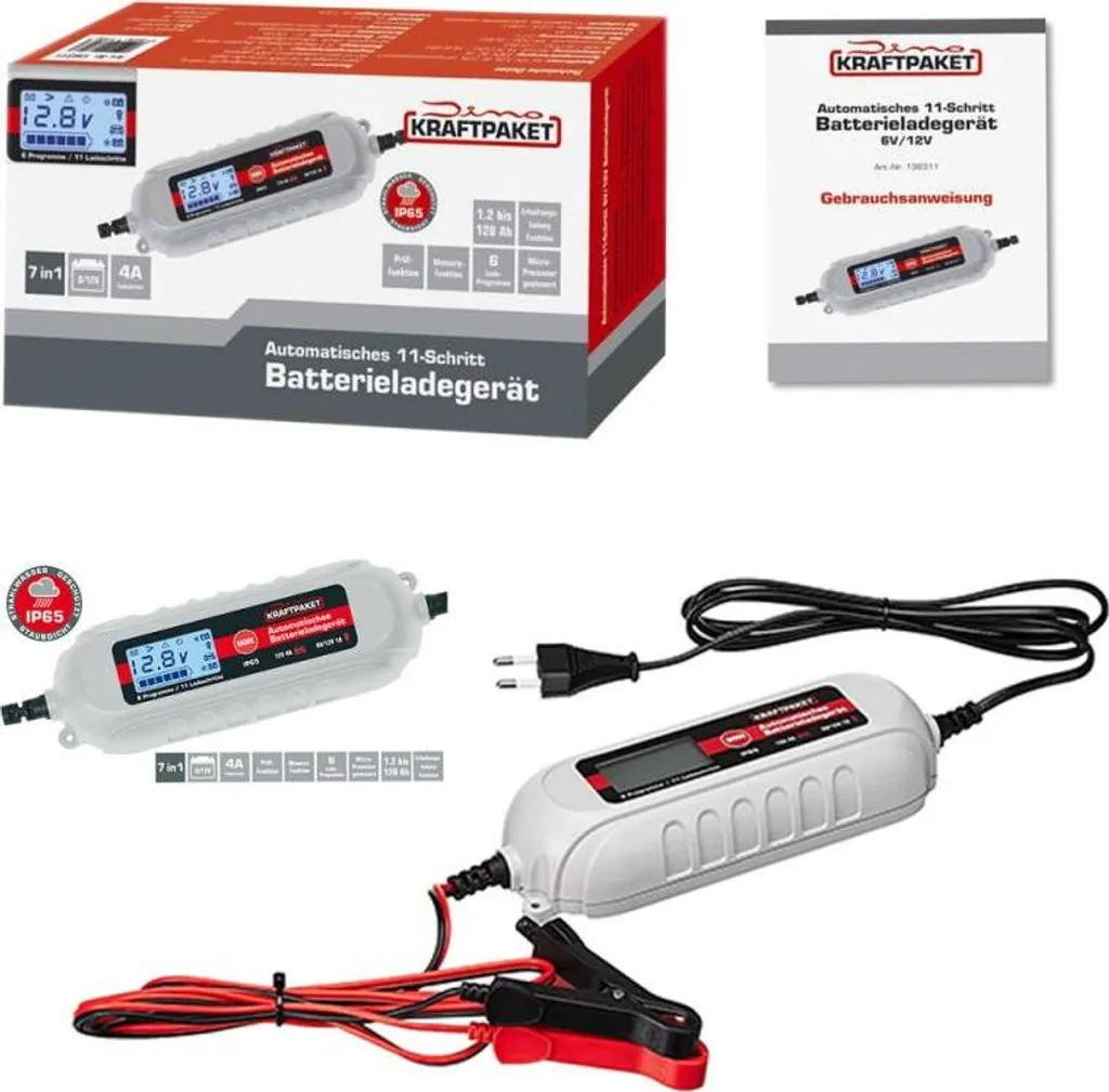 Dino KRAFTPAKET Chargeur de Batterie Intelligent 4A 6V/12V pour Auto Moto