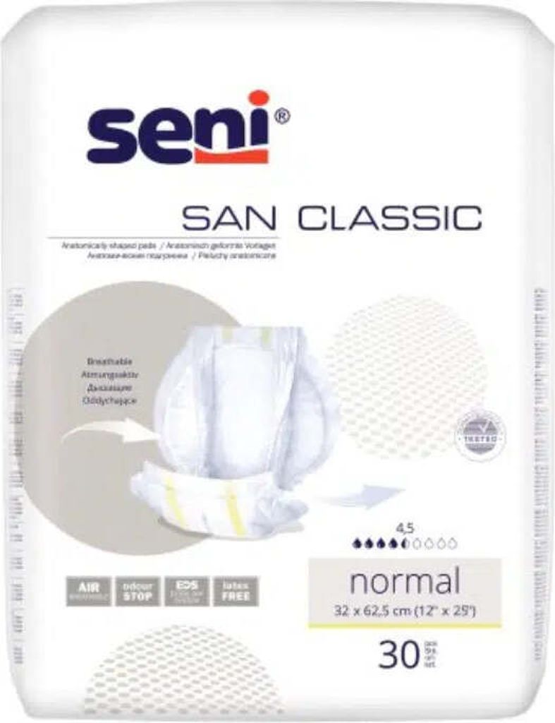 Packaging for adult incontinence pads.