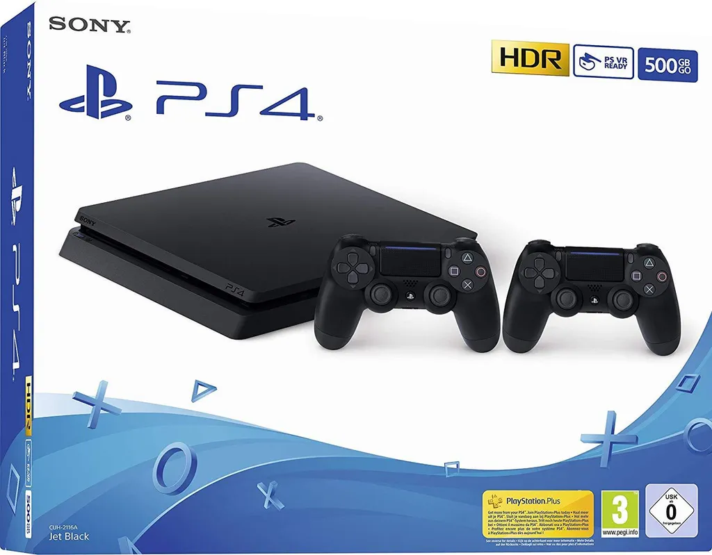 Sony Playstation 4 Slim 500GB, schwarz, inkl. 2 Controller