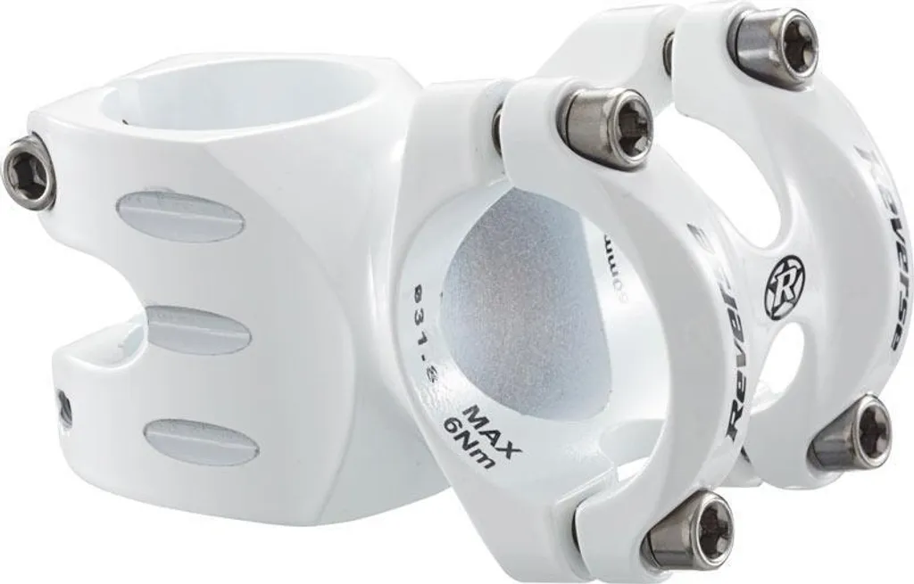 Potence VTT blanche 50 mm inclinée Reverse S-Trail 01018 rigide et légère