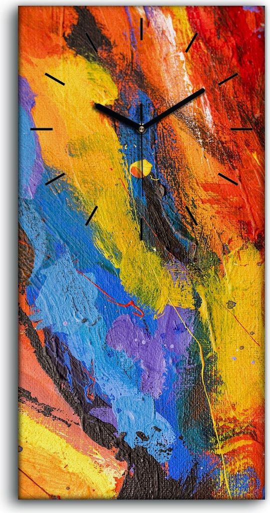 Leinwand Uhr Küche Wohnzimmer Bild Geräuschlos 30x60 Ölgemälde Abstrakte Kunst - schwarze Hände