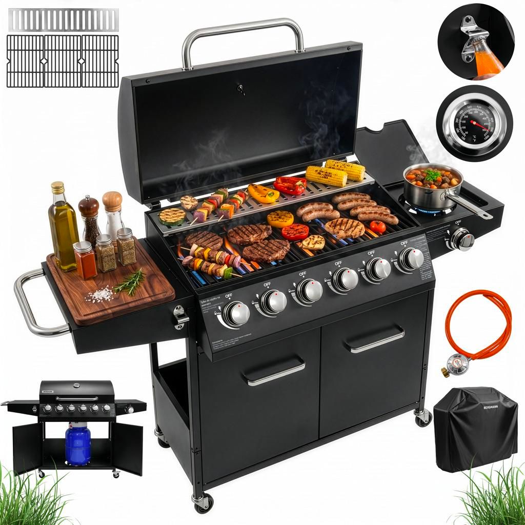 Grill gazowy ogrodowy 20,3kW BERGMANN NL005 7 palników Zdjęcie produktu 