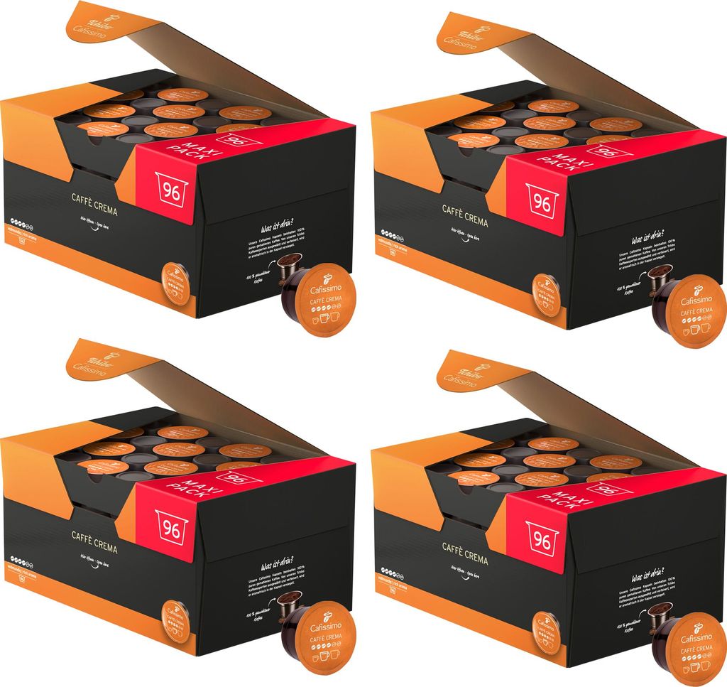 Tchibo Cafissimo Vorratsbox Caffè Crema vollmundig Kaffeekapseln, 384 Stück – 4x 96 Kapseln (Kaffee, ausgewogen und vollmundig), nachhaltig & f...