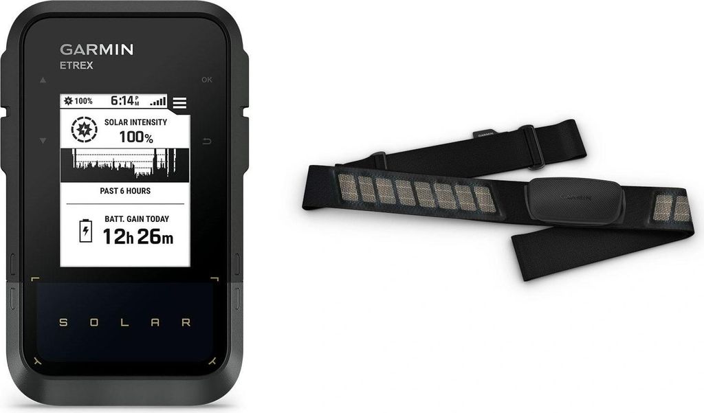 Garmin eTrex SE GPS Solar-Touristennavigation Schwarz/Grau + Garmin Herzfrequenzmesser mit Dualsensor