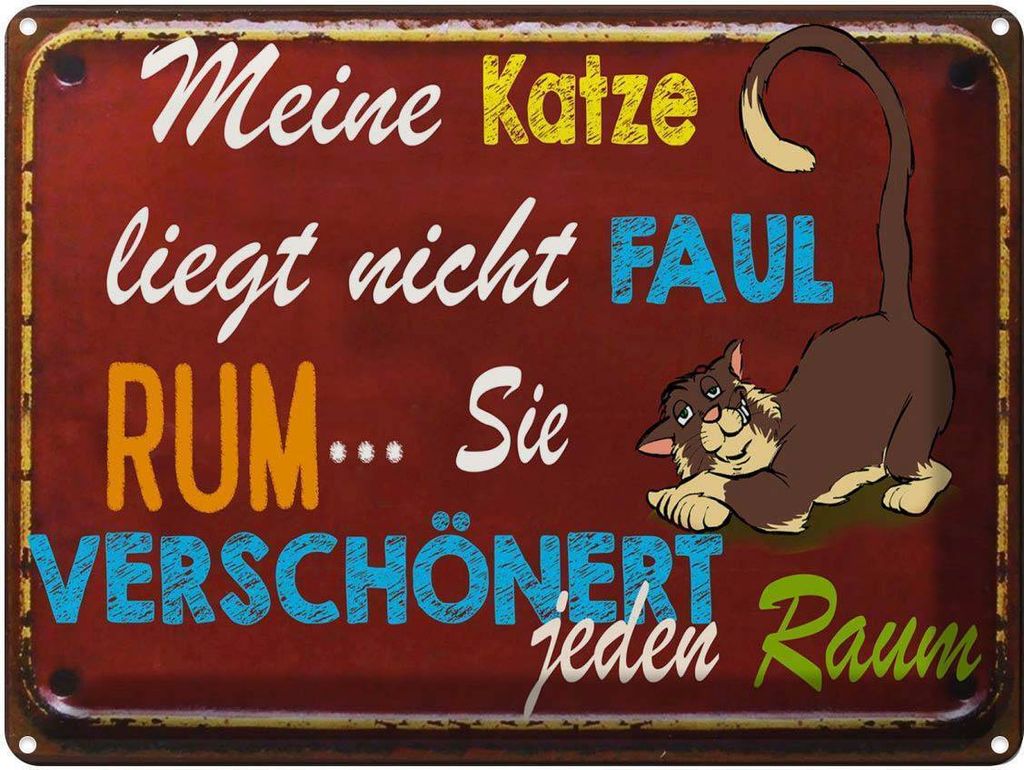 vianmo Blechschild 30x40 cm meine Katze liegt nicht faul rum