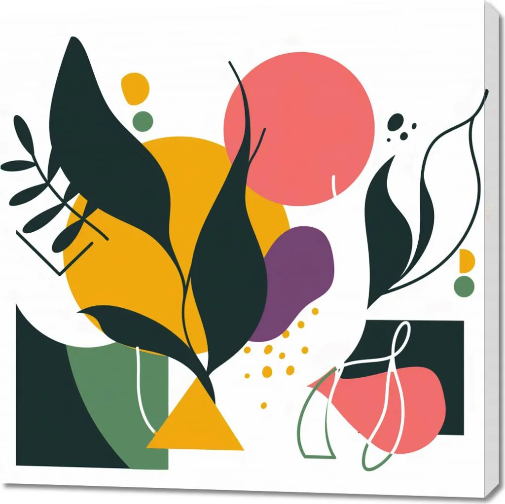 Quadro Grande 90x90 Astratto Botanico Colorato - Arredo Casa Moderno