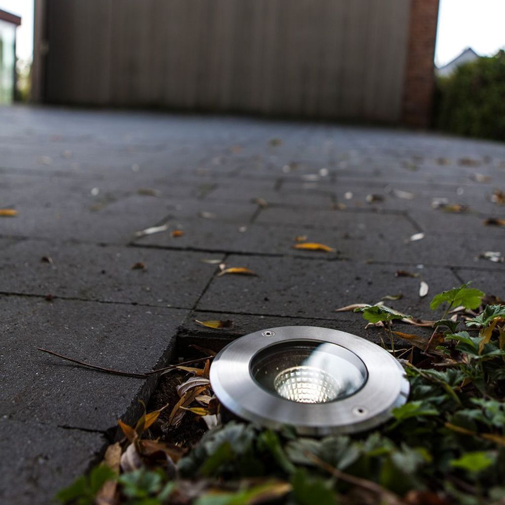 Lutec LED Bodeneinbauleuchte Denver Edelstahl Ø14cm IP67 Produktbild 
