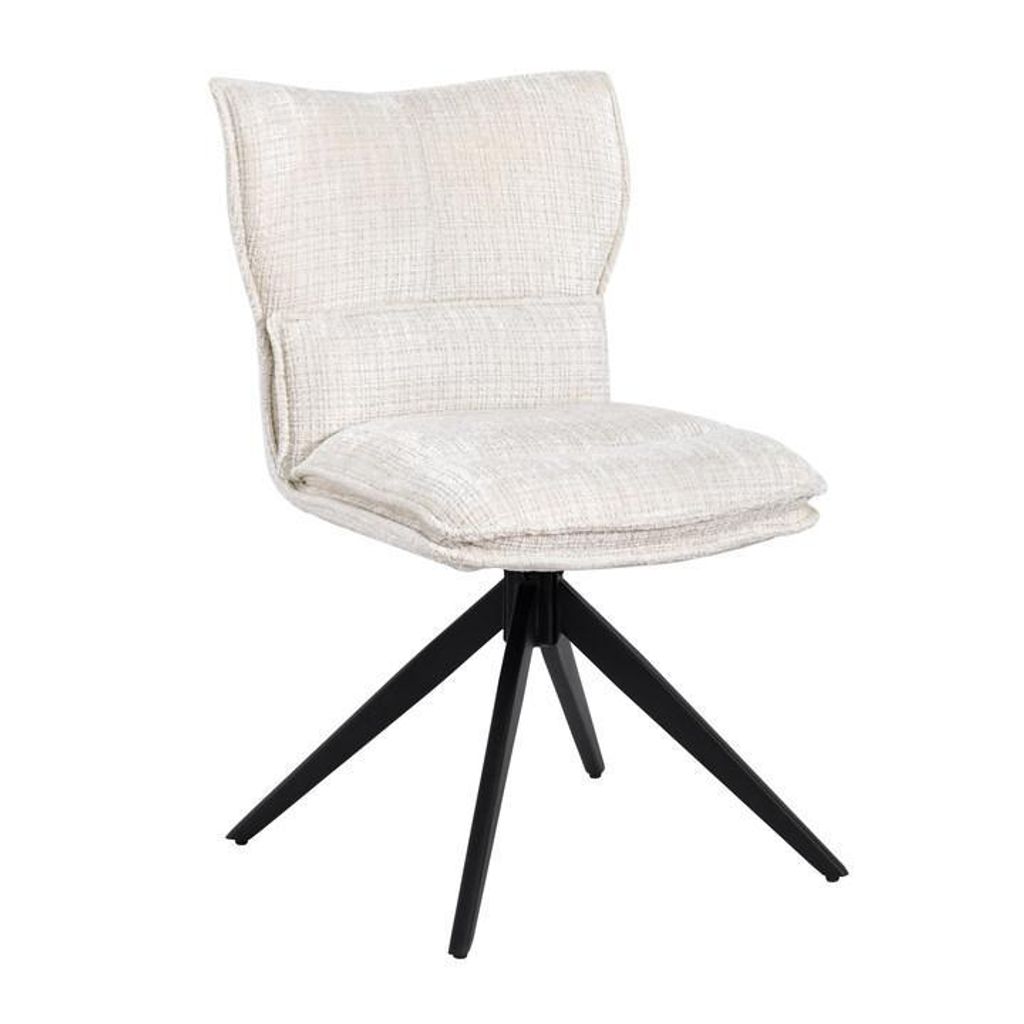Duhome Esszimmerstuhl aus Chenille 360° Drehbar Stuhl mit Automatische Rückstellfunktion Polsterstuhl für Esszimmer Küche Wohnzimmer, Beige