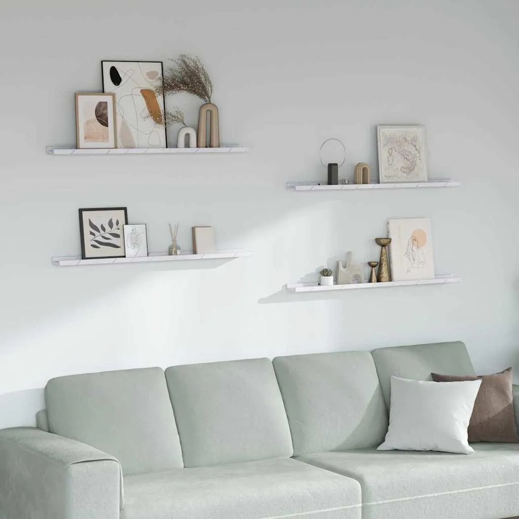 Set 4 Mensole Slim 100cm Maison Exclusive Marmo Bianco Moderno