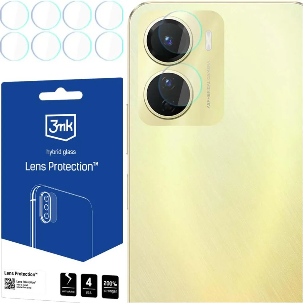 3mk Lens Protection per Vivo Y16 | 4x Vetro Ibrido High-Tech 7H