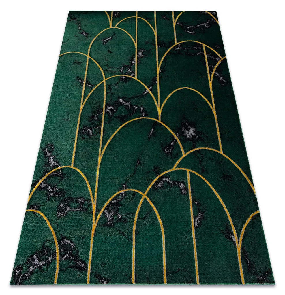 Tapis de Luxe pour Salon Moderne Vert Bouteille et Doré 200x290 EMERALD