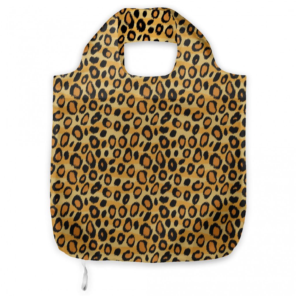 ABAKUHAUS Leopard-Druck Tragetasche aus Stoff, Wilde Feline Tile, Praktische Altagsmode Einkaufstaschen, Orange Schwarz